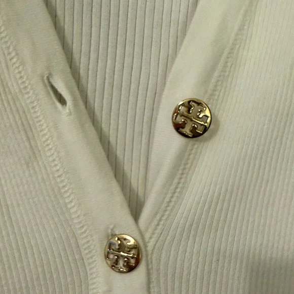 Elegant White Tory Burch Cardigan Sweater - Picture 3 of 6